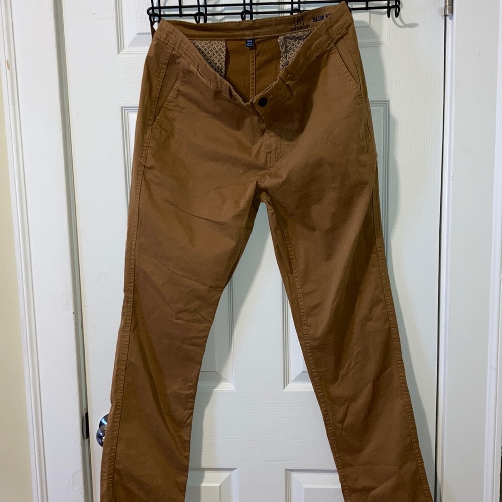 George slim straight tan pants.